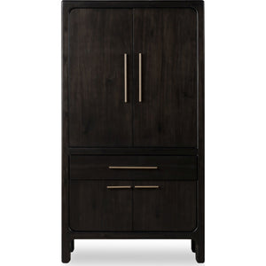 Zamba Four Door One Drawer Acacia Bar Cabinet in Jaguar