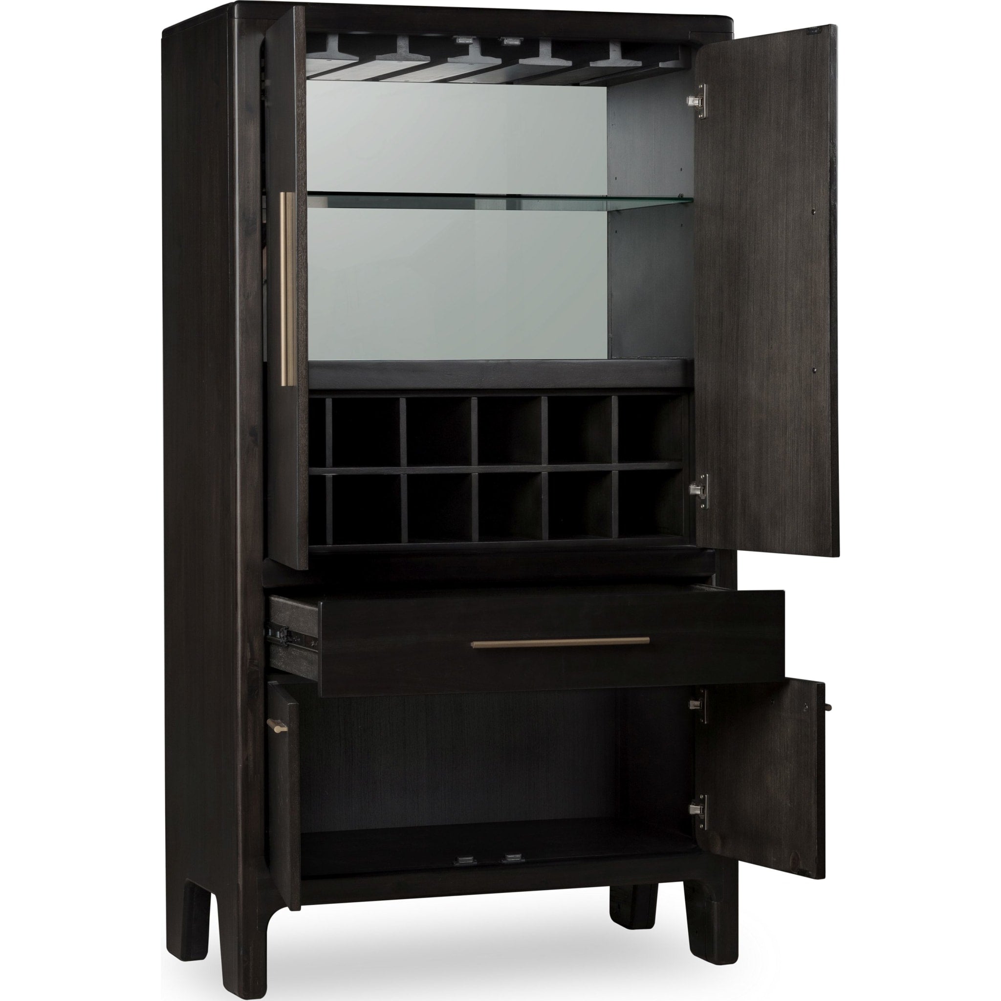 Zamba Four Door One Drawer Acacia Bar Cabinet in Jaguar