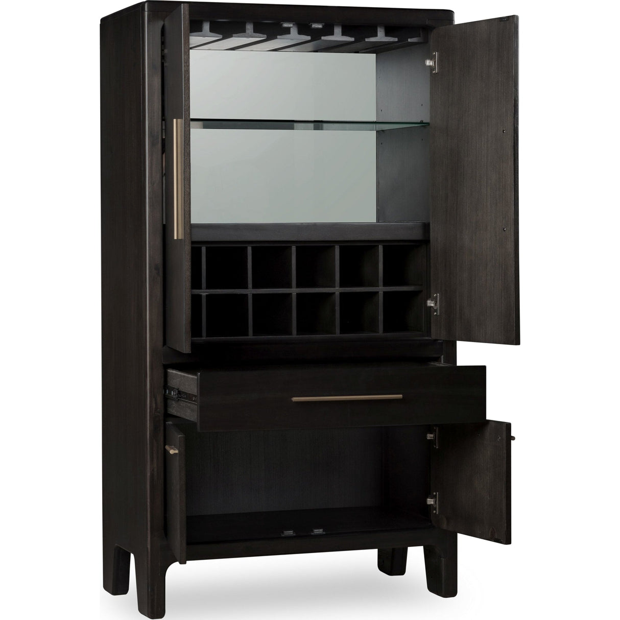Zamba Four Door One Drawer Acacia Bar Cabinet in Jaguar