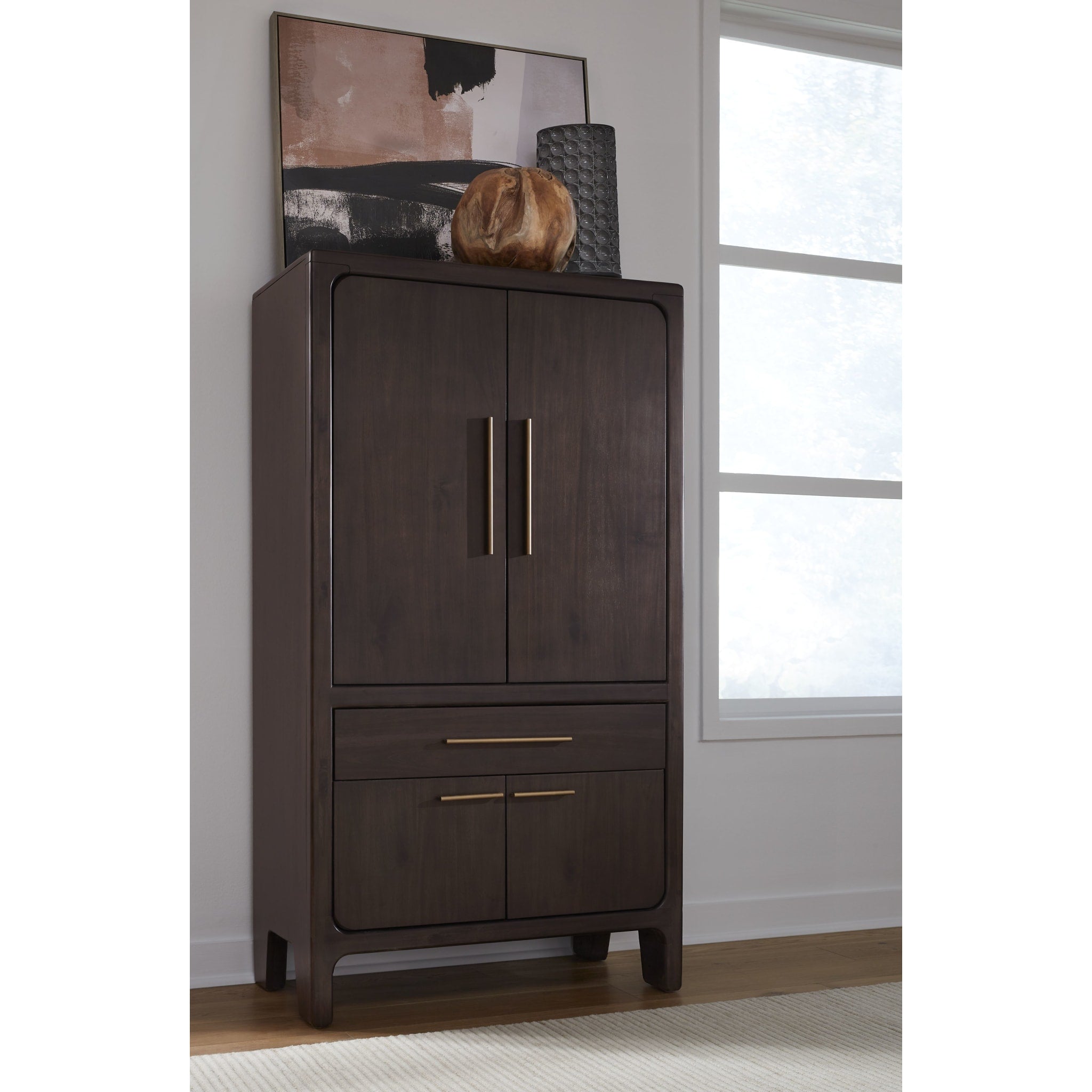 Zamba Four Door One Drawer Acacia Bar Cabinet in Jaguar