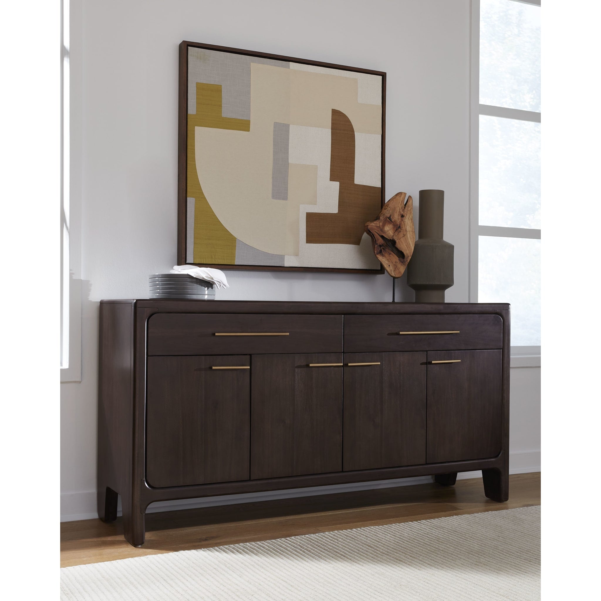 Zamba Four Door Two Drawer Acacia Wood Sideboard in Jaguar