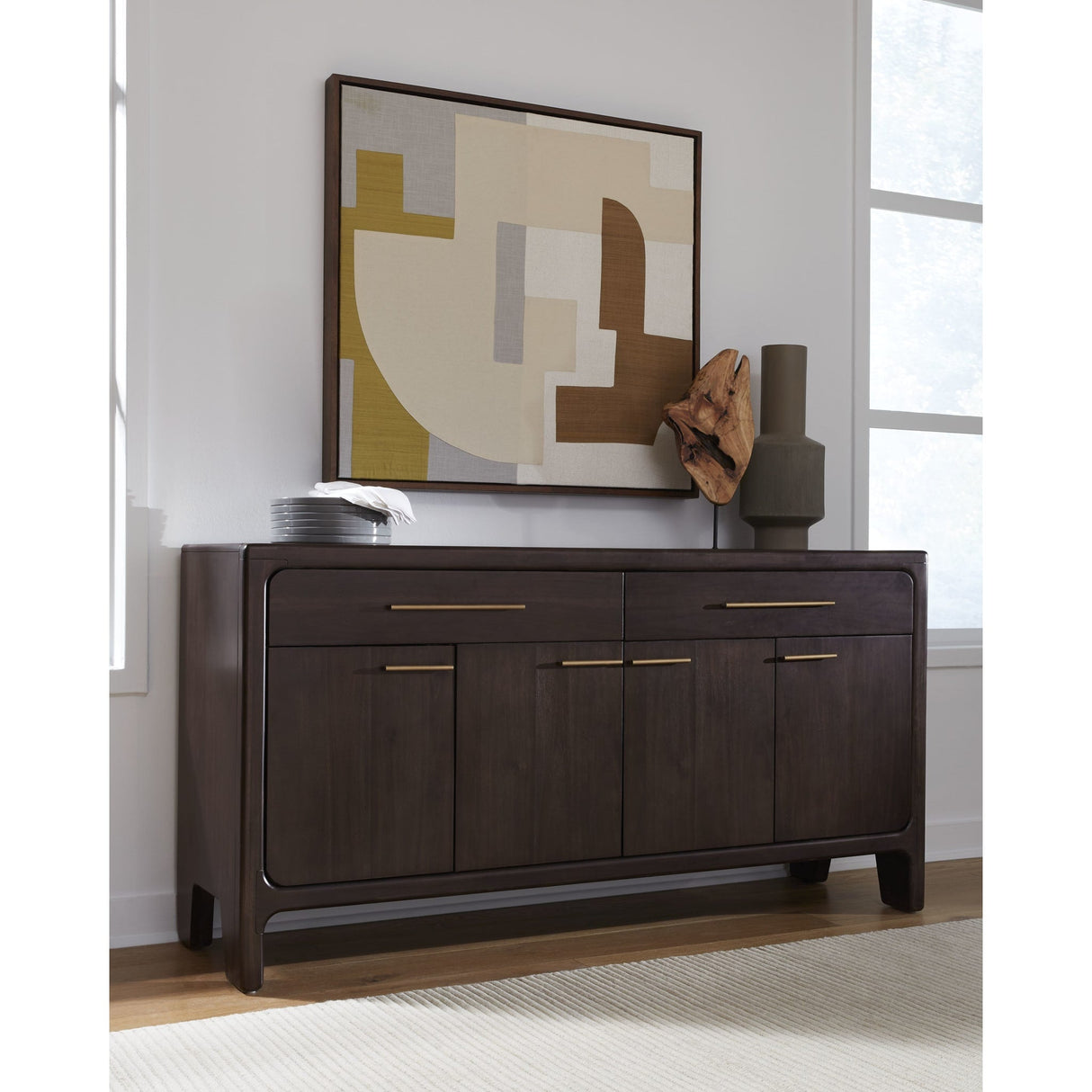 Zamba Four Door Two Drawer Acacia Wood Sideboard in Jaguar