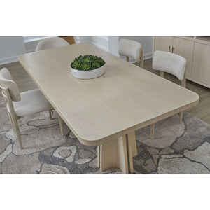 Zinnia Ash Wood Double Pedestal Dining Table in White Sand