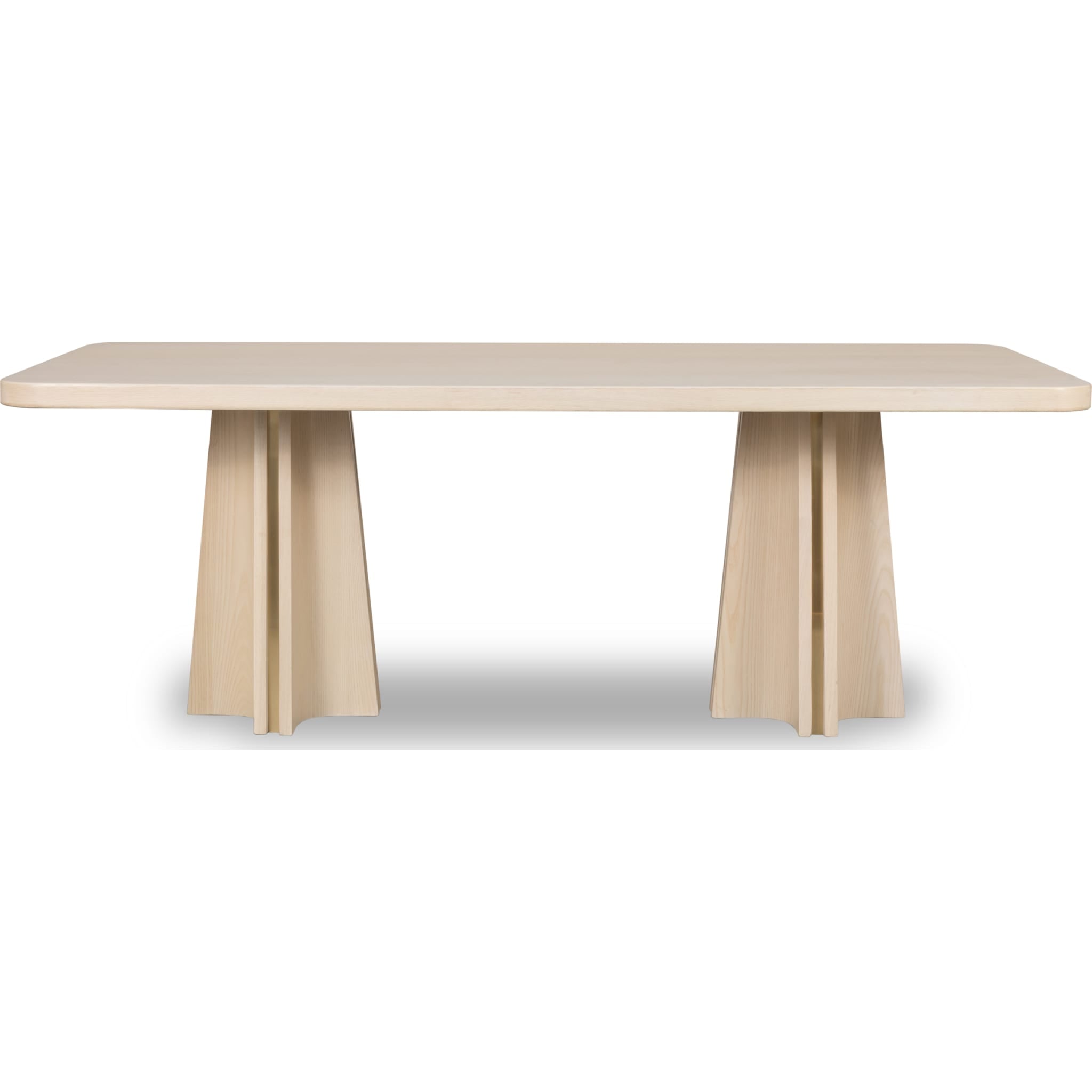 Zinnia Ash Wood Double Pedestal Dining Table in White Sand