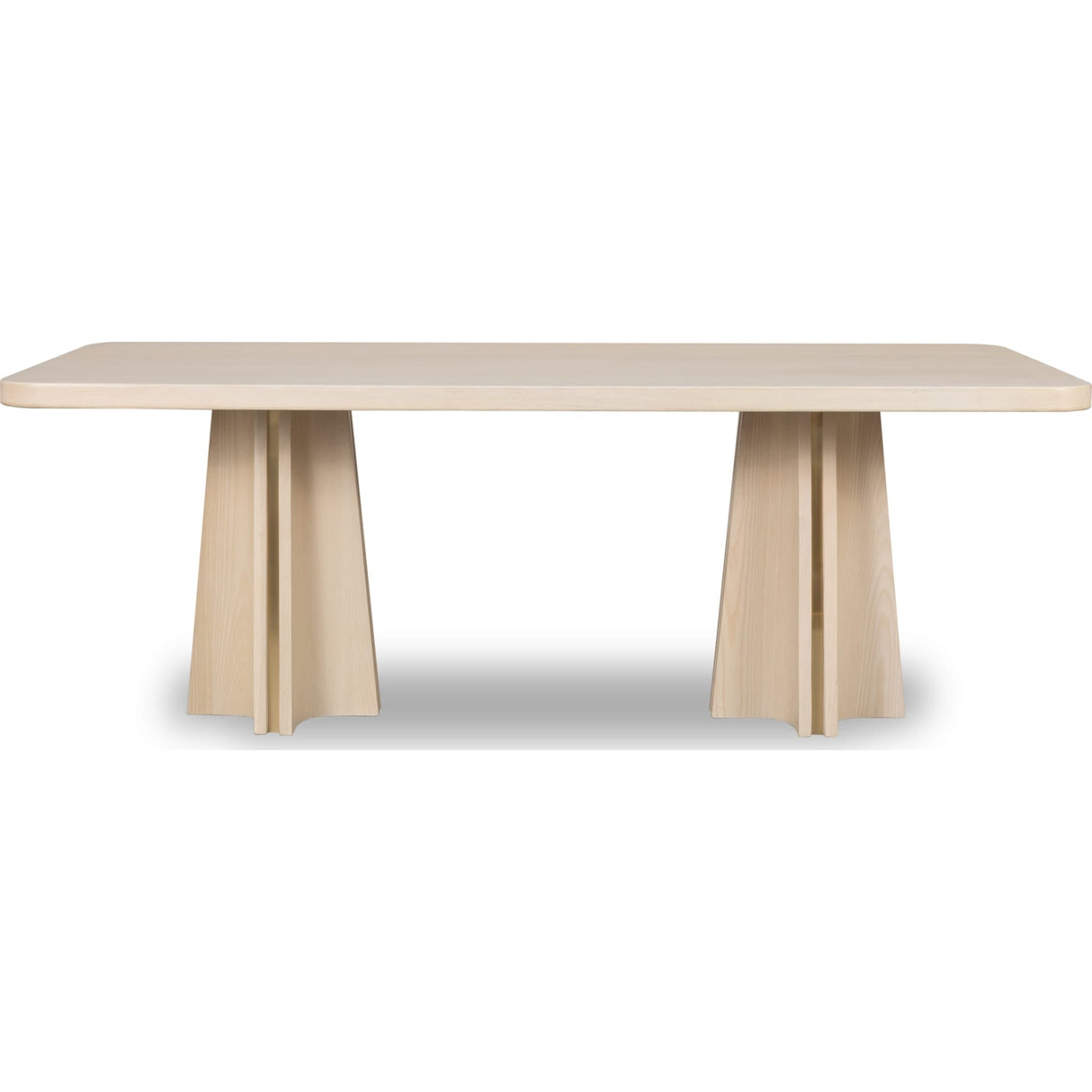Zinnia Ash Wood Double Pedestal Dining Table in White Sand