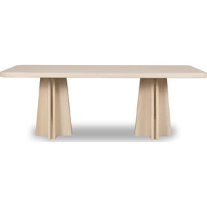Zinnia Ash Wood Double Pedestal Dining Table in White Sand