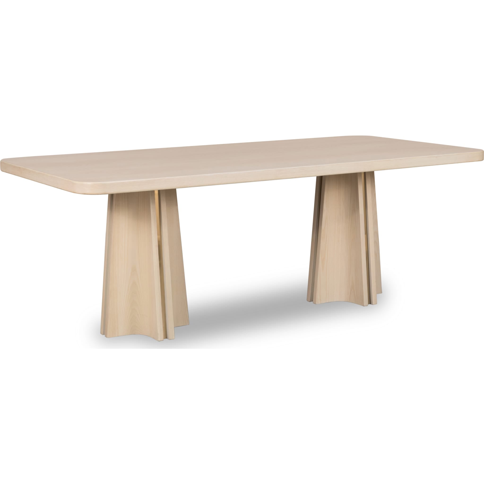Zinnia Ash Wood Double Pedestal Dining Table in White Sand