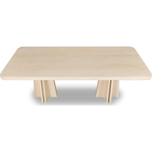 Zinnia Ash Wood Double Pedestal Dining Table in White Sand