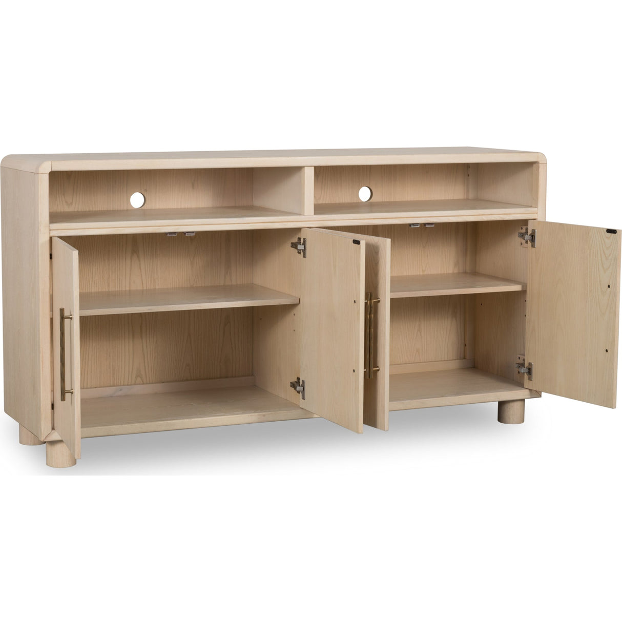Zinnia Four Door Two Shelf Sideboard in White Sand