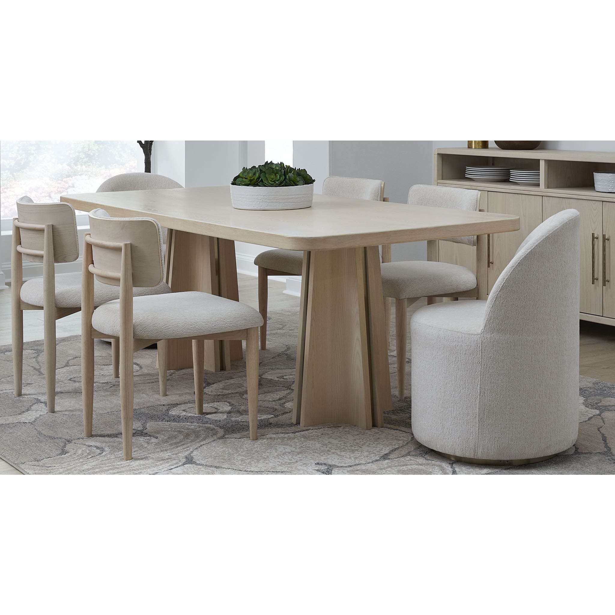 Zinnia Fully Upholstered Swivel Chair in Dune Chenille