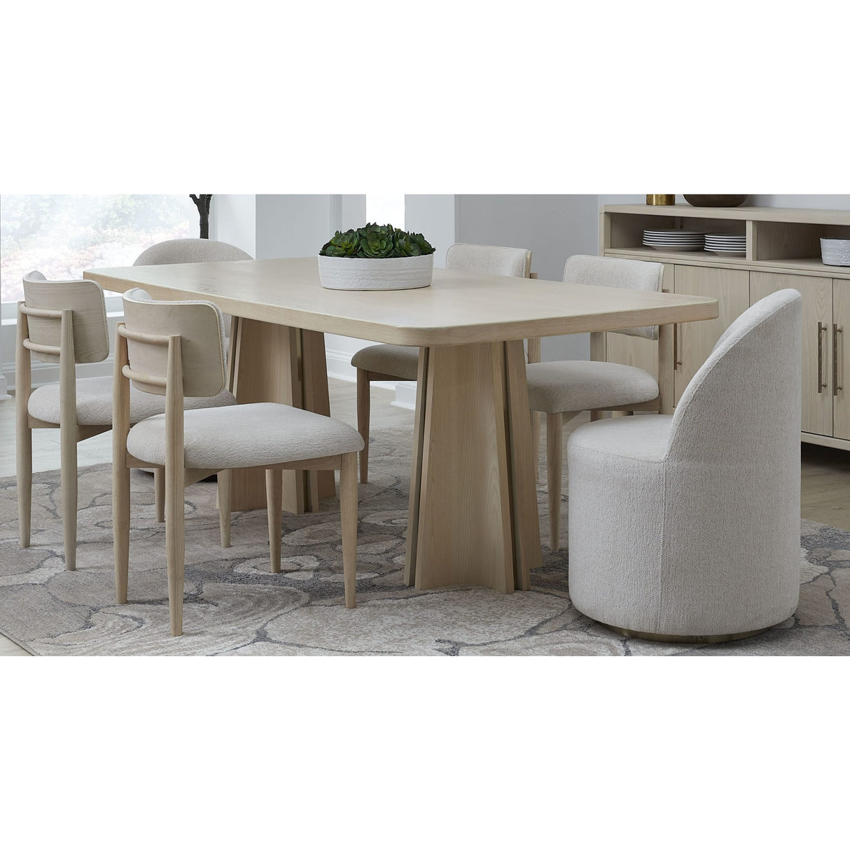 Zinnia Fully Upholstered Swivel Chair in Dune Chenille