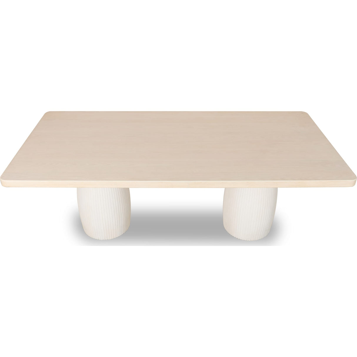 Zinnia Plaster Base Wood Top Dining Table in White Sand and Ivory