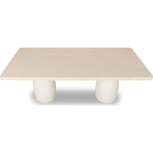 Zinnia Plaster Base Wood Top Dining Table in White Sand and Ivory