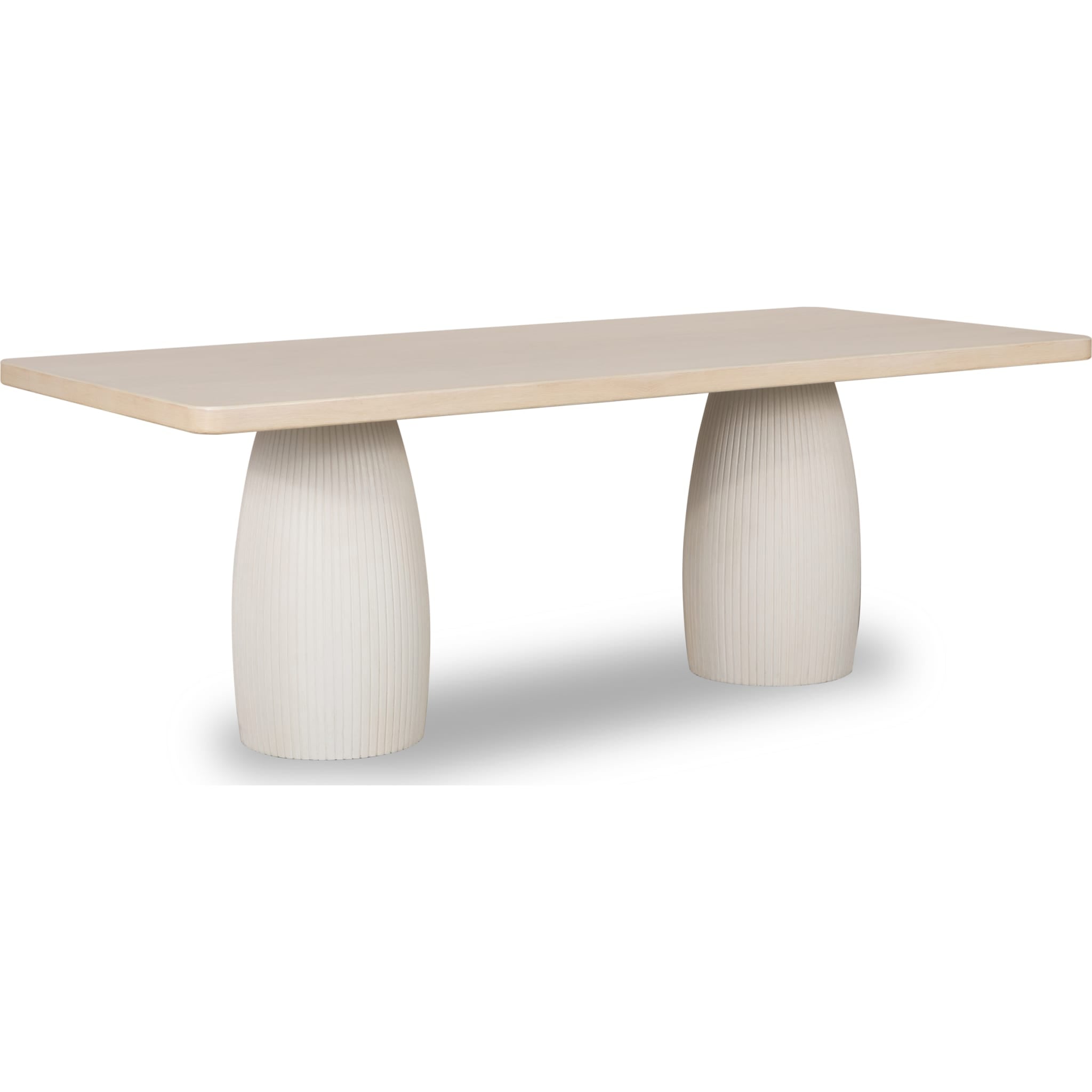 Zinnia Plaster Base Wood Top Dining Table in White Sand and Ivory