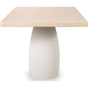 Zinnia Plaster Base Wood Top Dining Table in White Sand and Ivory
