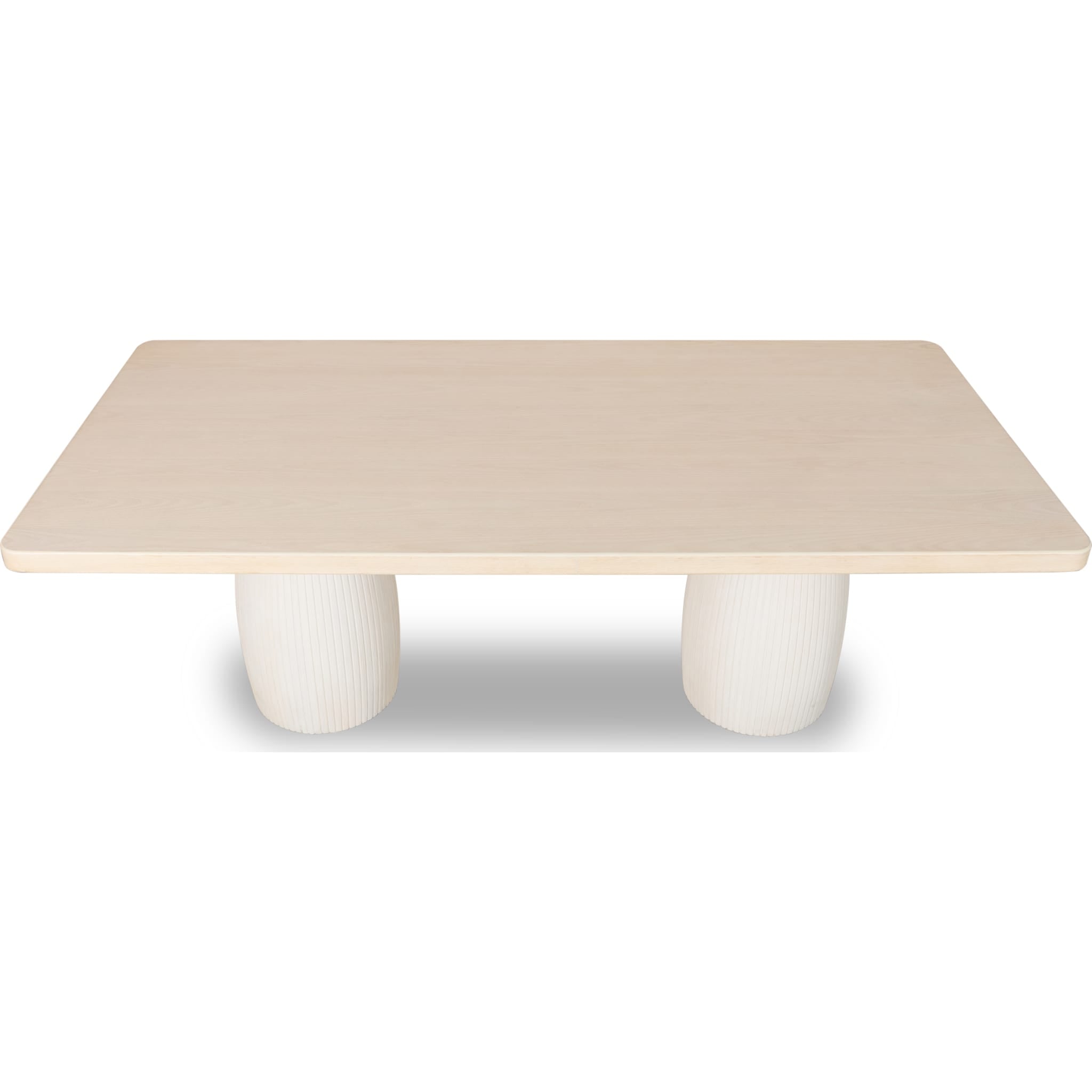 Zinnia Plaster Base Wood Top Dining Table in White Sand and Ivory