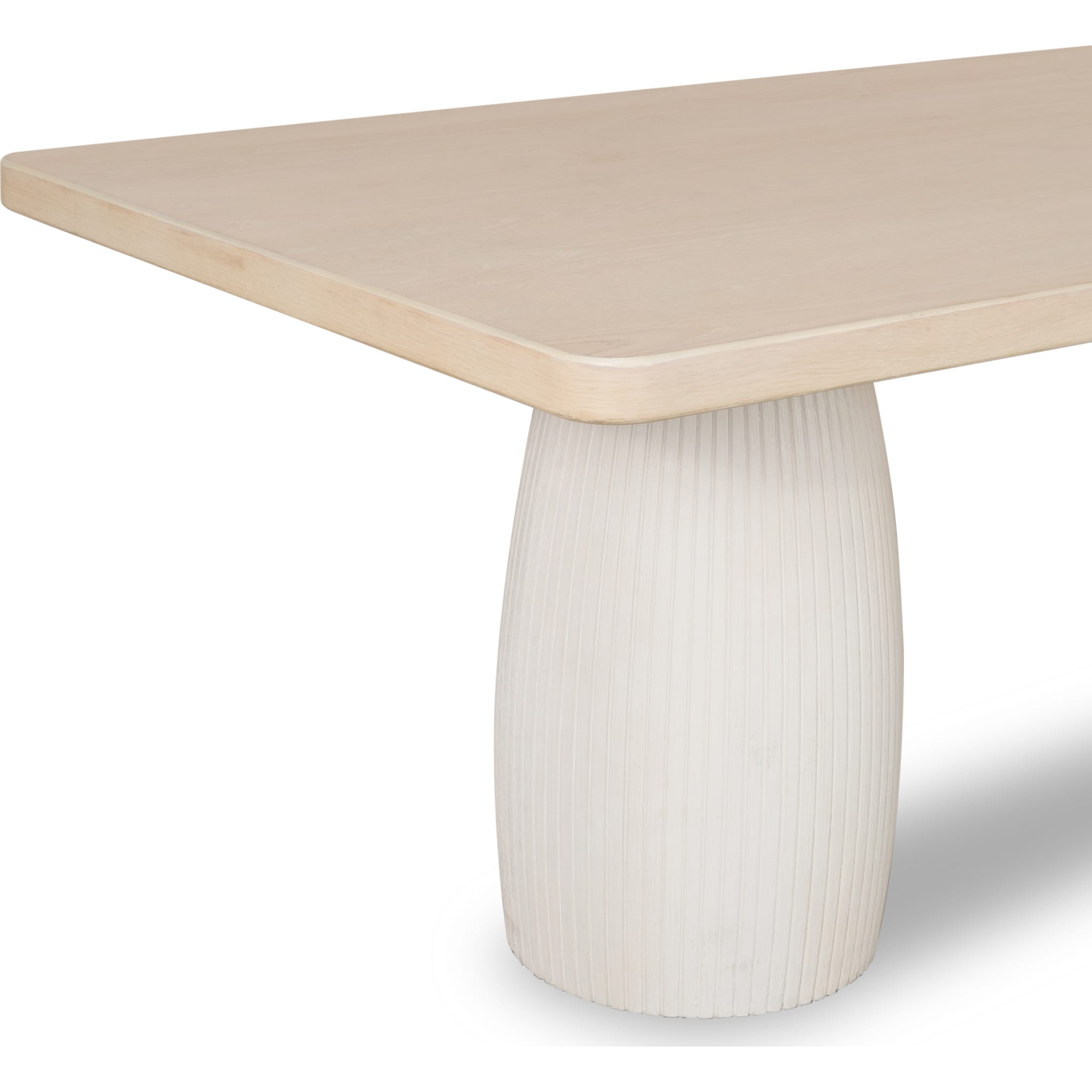 Zinnia Plaster Base Wood Top Dining Table in White Sand and Ivory