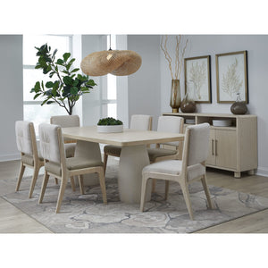 Zinnia Plaster Base Wood Top Dining Table in White Sand and Ivory