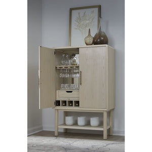 Zinnia Two Door Ash Wood Bar Cabinet in White Sand