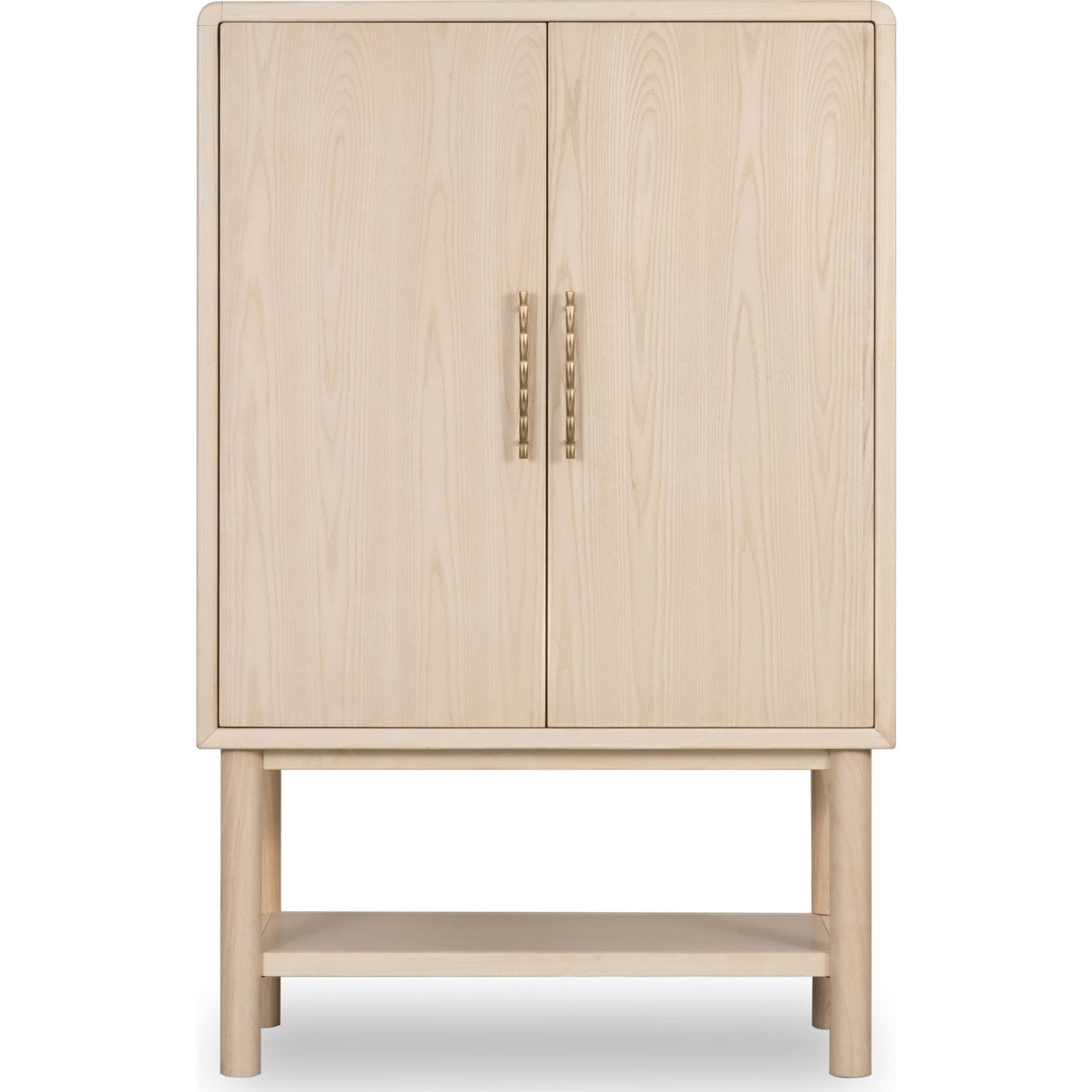 Zinnia Two Door Ash Wood Bar Cabinet in White Sand