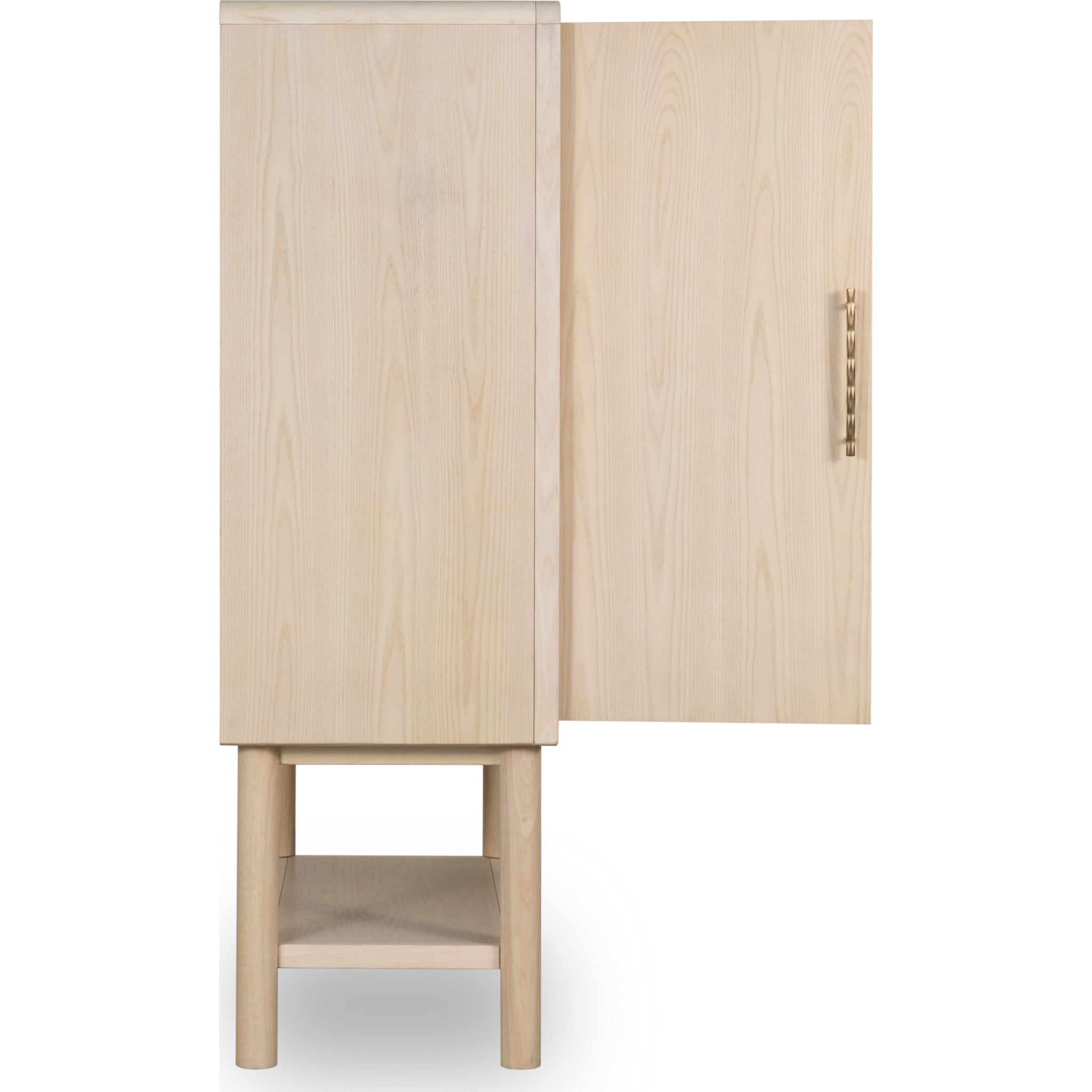 Zinnia Two Door Ash Wood Bar Cabinet in White Sand