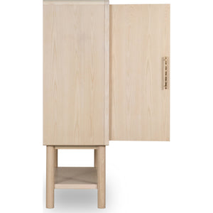 Zinnia Two Door Ash Wood Bar Cabinet in White Sand