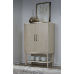 Zinnia Two Door Ash Wood Bar Cabinet in White Sand