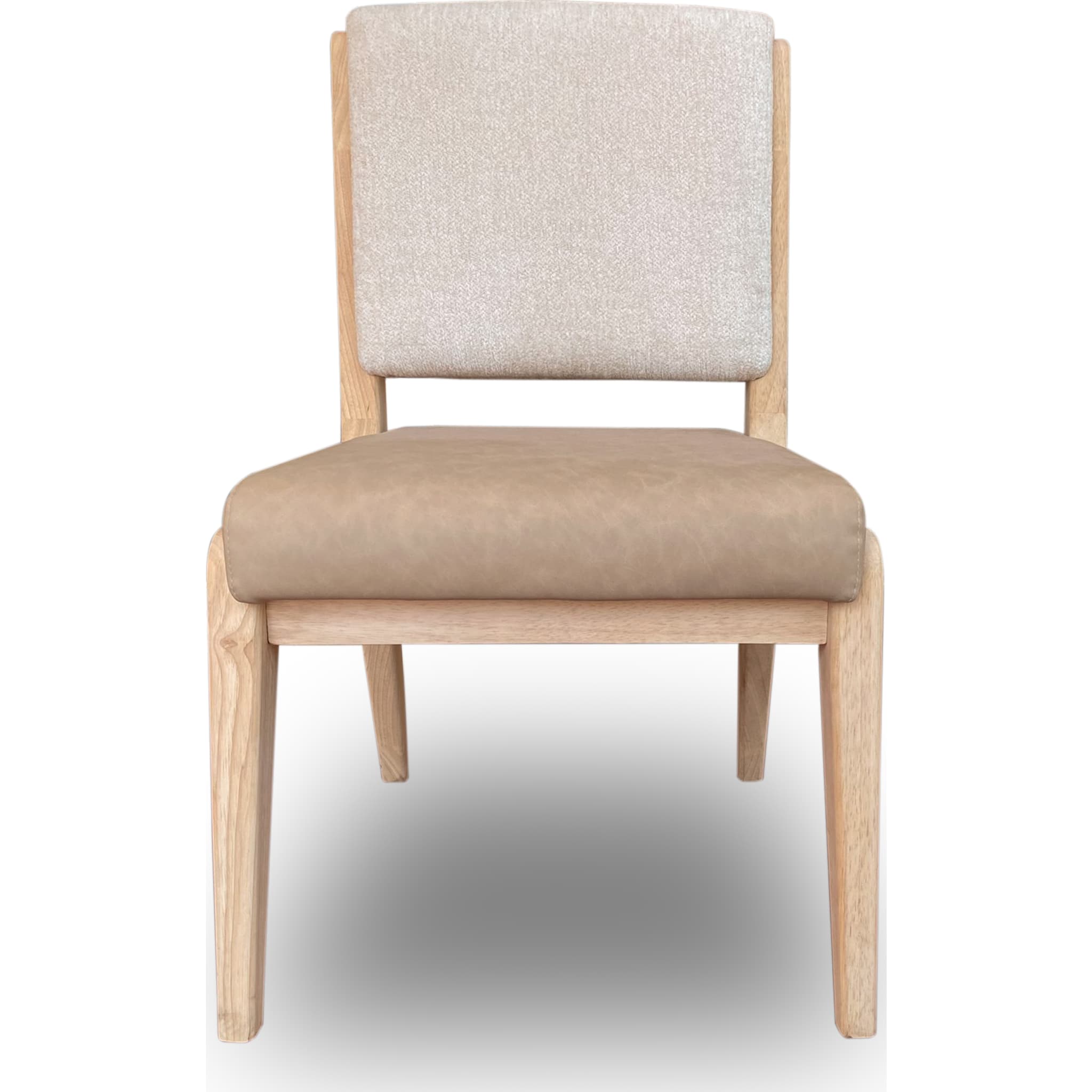 Zinnia Upholstered Dining Chair in White Sand, Buttermilk Leather and Dune Chenille