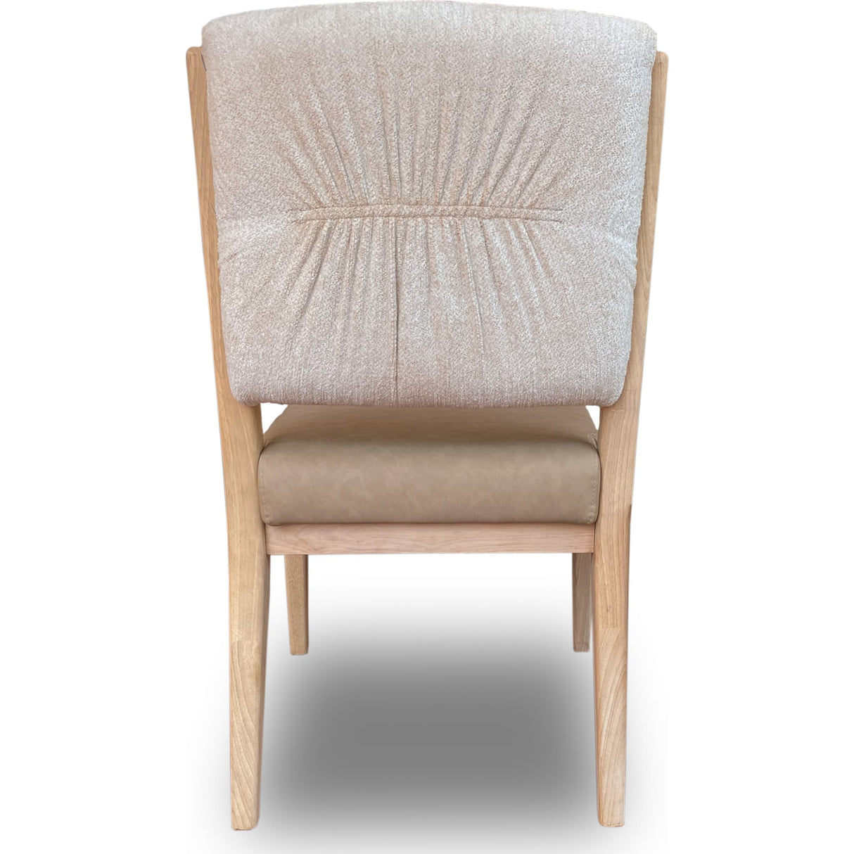 Zinnia Upholstered Dining Chair in White Sand, Buttermilk Leather and Dune Chenille