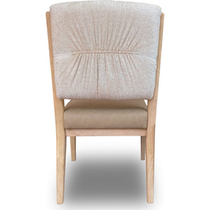 Zinnia Upholstered Dining Chair in White Sand, Buttermilk Leather and Dune Chenille