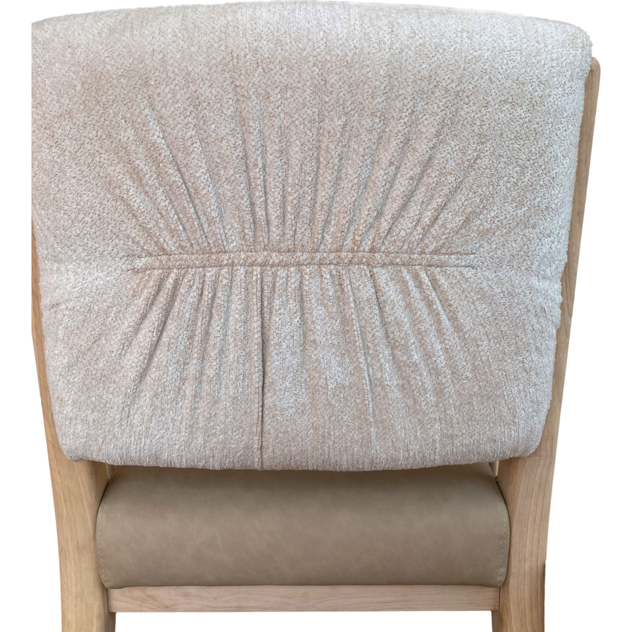 Zinnia Upholstered Dining Chair in White Sand, Buttermilk Leather and Dune Chenille