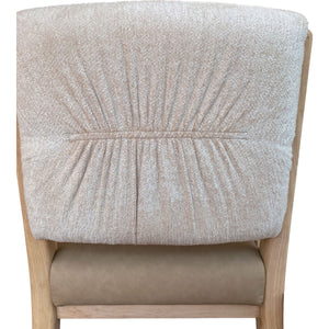 Zinnia Upholstered Dining Chair in White Sand, Buttermilk Leather and Dune Chenille