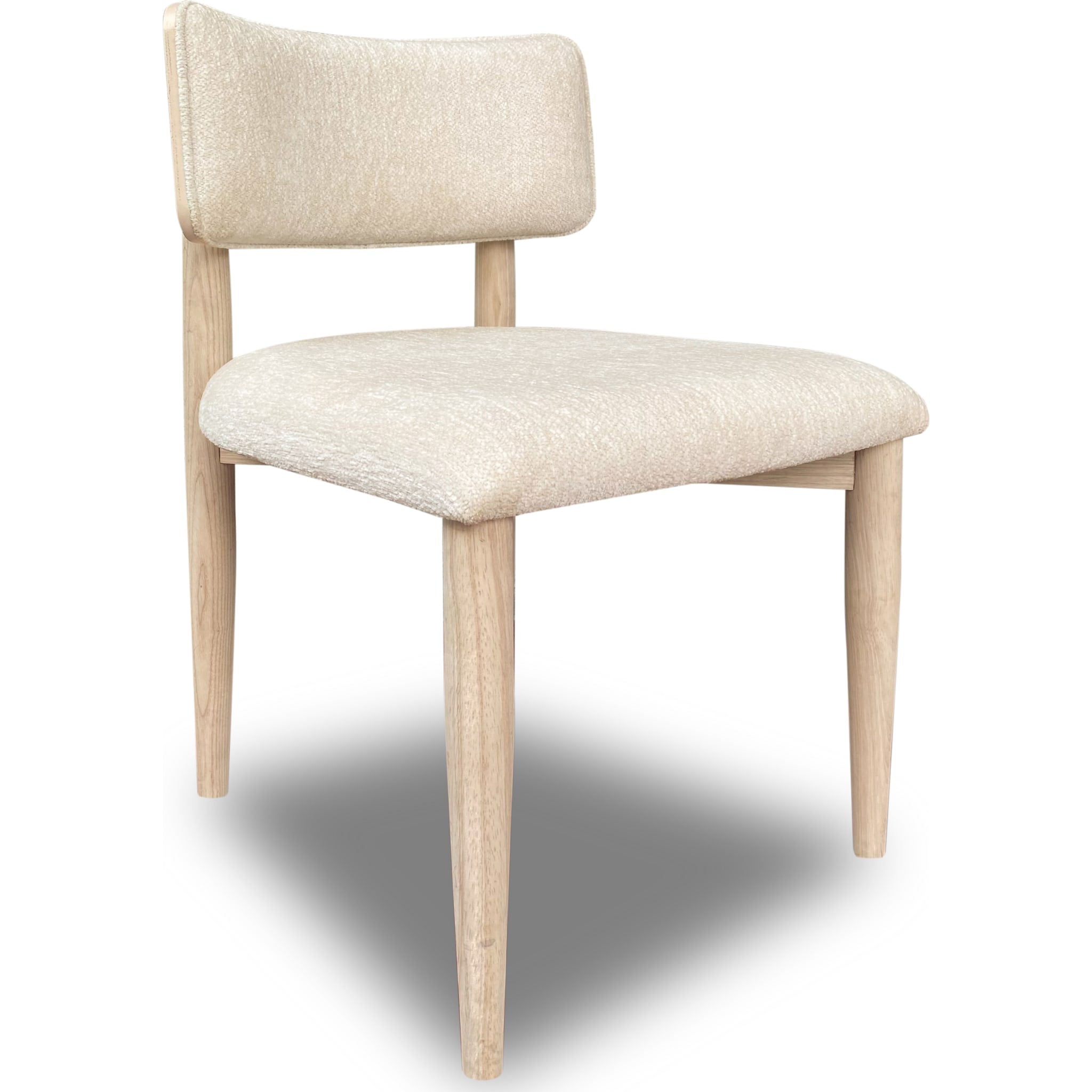 Zinnia Wood Back Dining Chair in White Sand and Dune Chenille