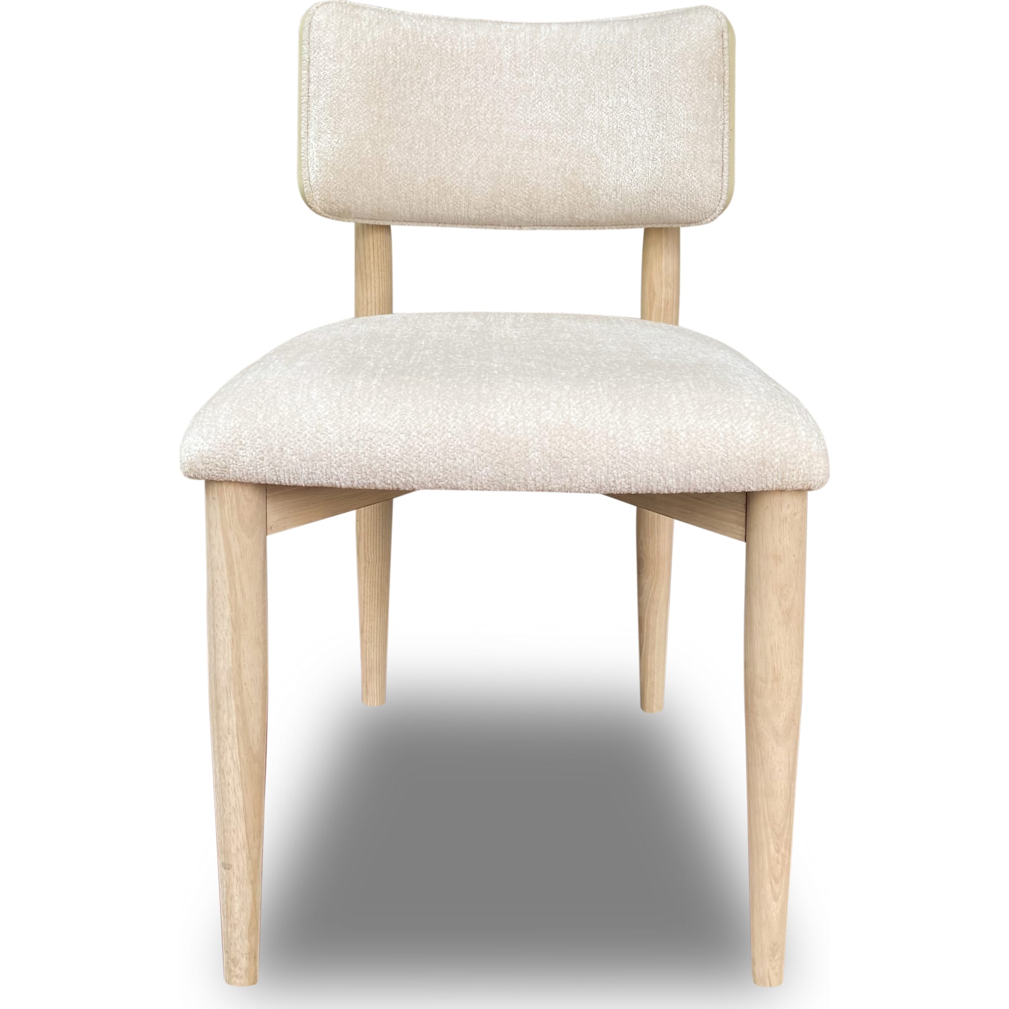 Zinnia Wood Back Dining Chair in White Sand and Dune Chenille