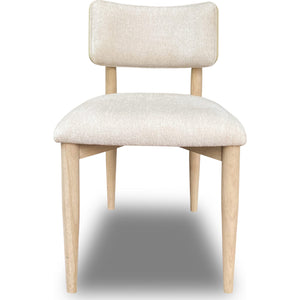 Zinnia Wood Back Dining Chair in White Sand and Dune Chenille