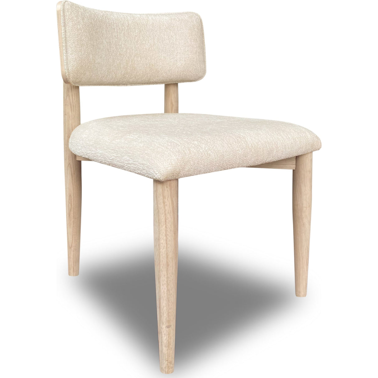 Zinnia Wood Back Dining Chair in White Sand and Dune Chenille