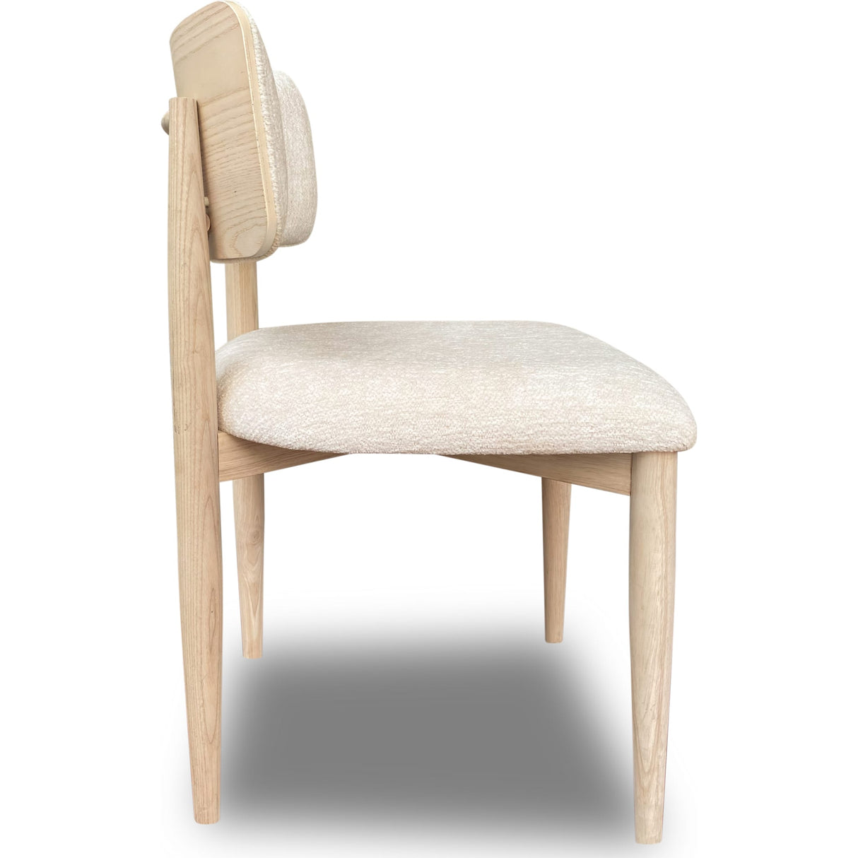 Zinnia Wood Back Dining Chair in White Sand and Dune Chenille