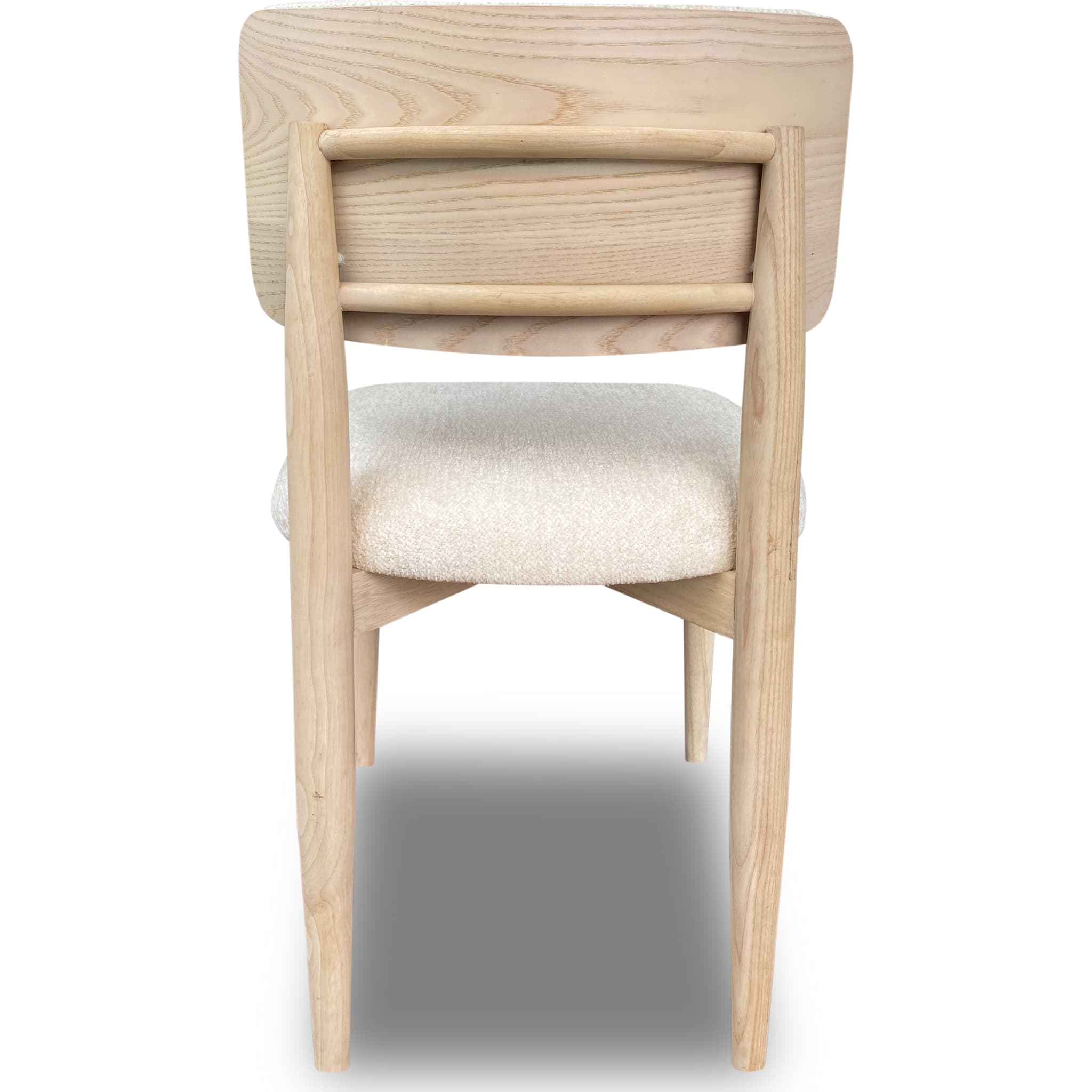 Zinnia Wood Back Dining Chair in White Sand and Dune Chenille