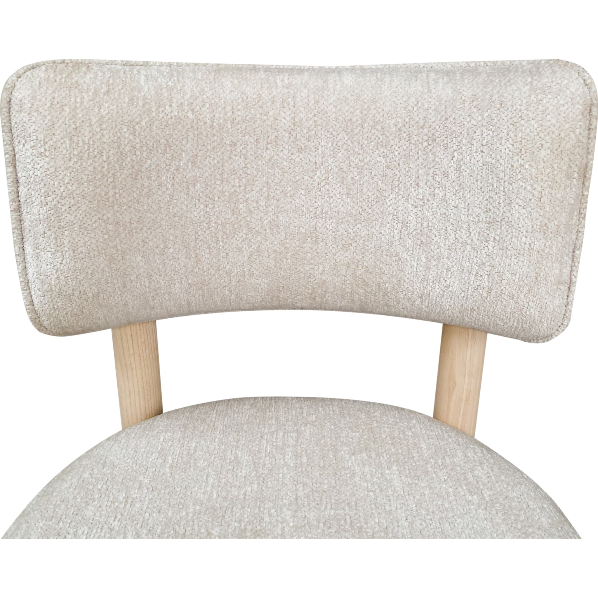 Zinnia Wood Back Dining Chair in White Sand and Dune Chenille