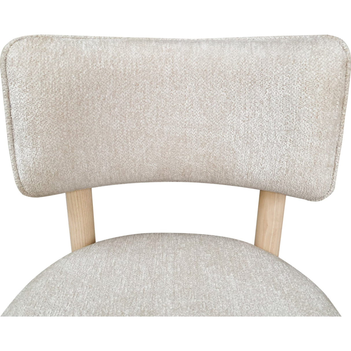 Zinnia Wood Back Dining Chair in White Sand and Dune Chenille
