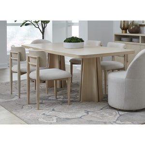Zinnia Wood Back Dining Chair in White Sand and Dune Chenille