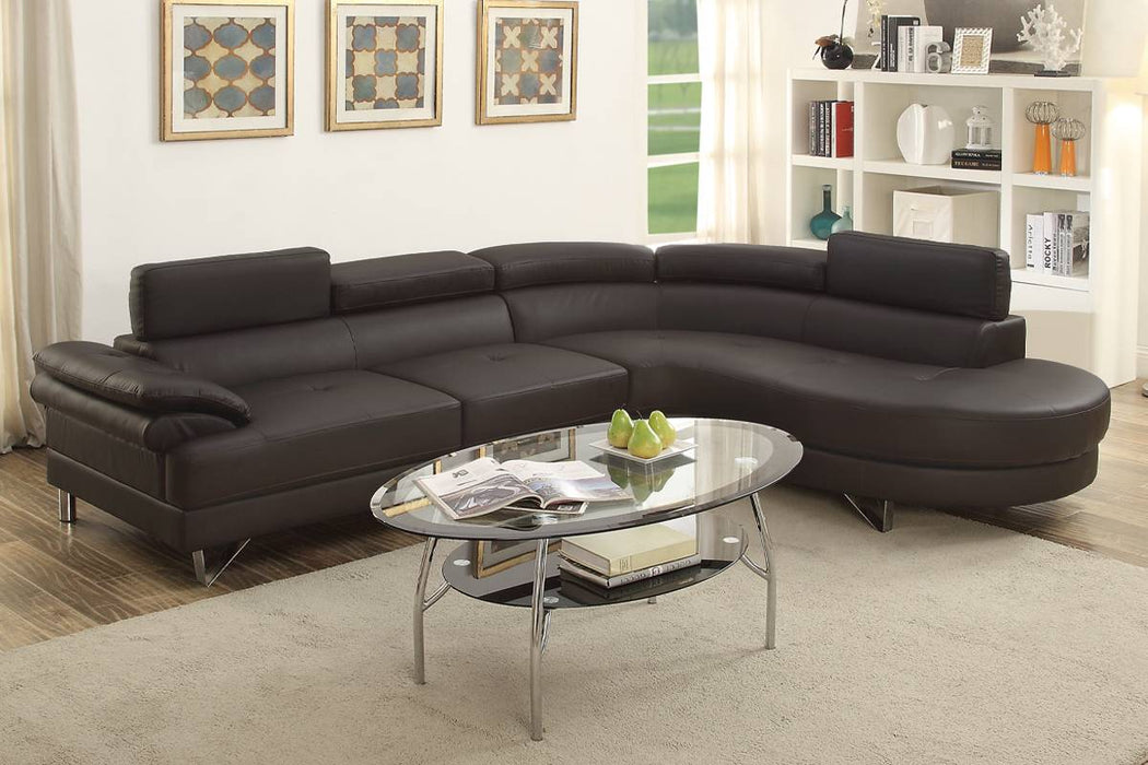 Left Facing Sofa, Right Facing Chaise Sectional Set - Espresso