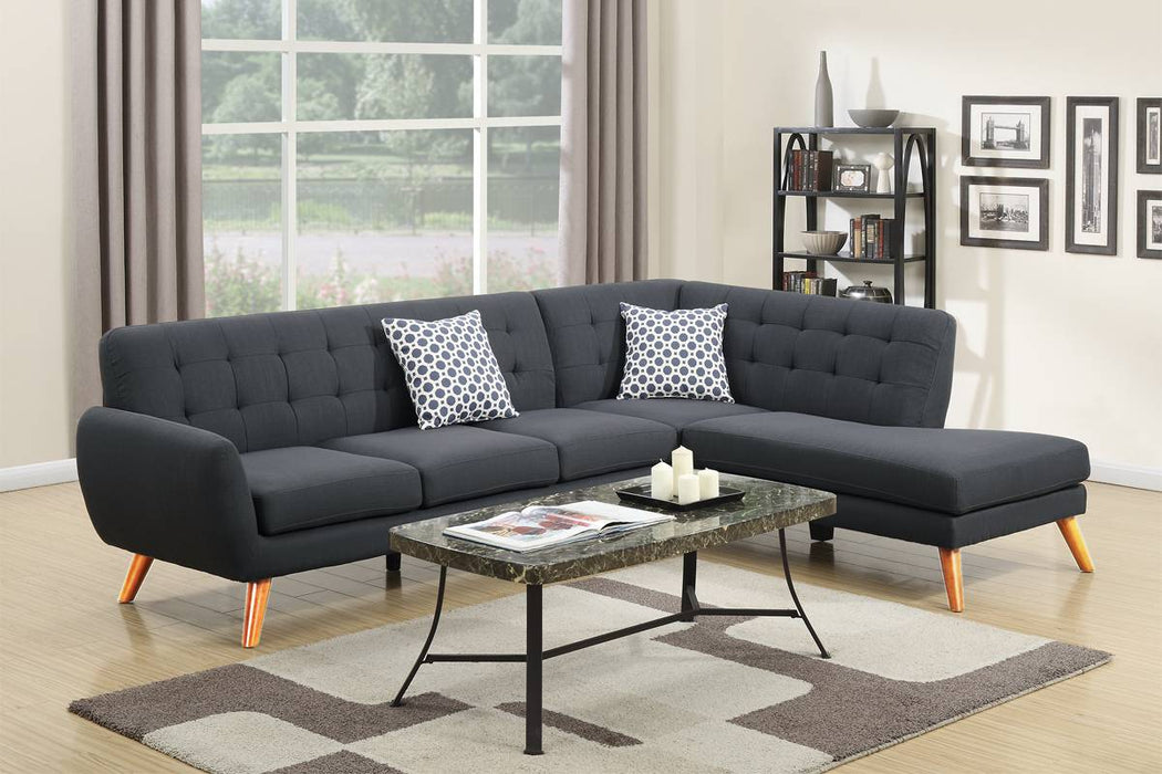 Left Facing Sofa, Right Facing Chaise Sectional Set - Ash Black