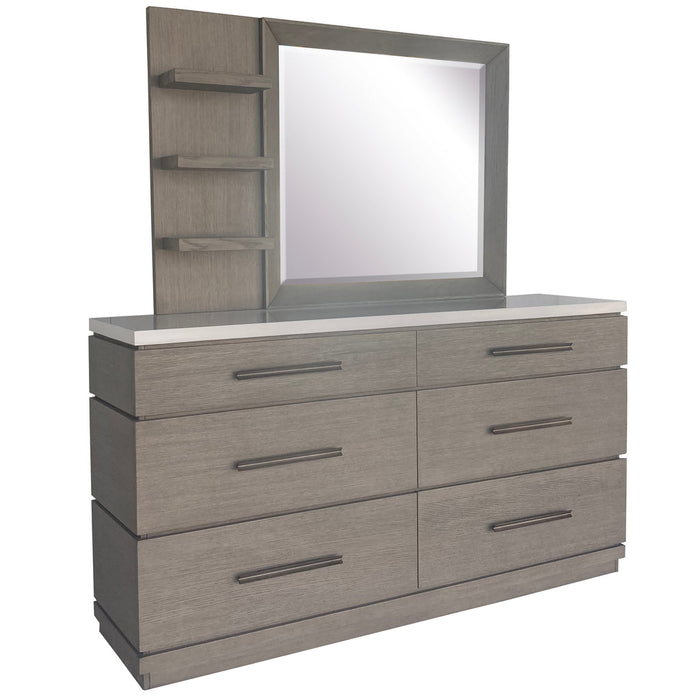 Modern Furniture - Pure Modern Dresser 6 Drawer and Mirror in Moonstone - BPUR-2131-2