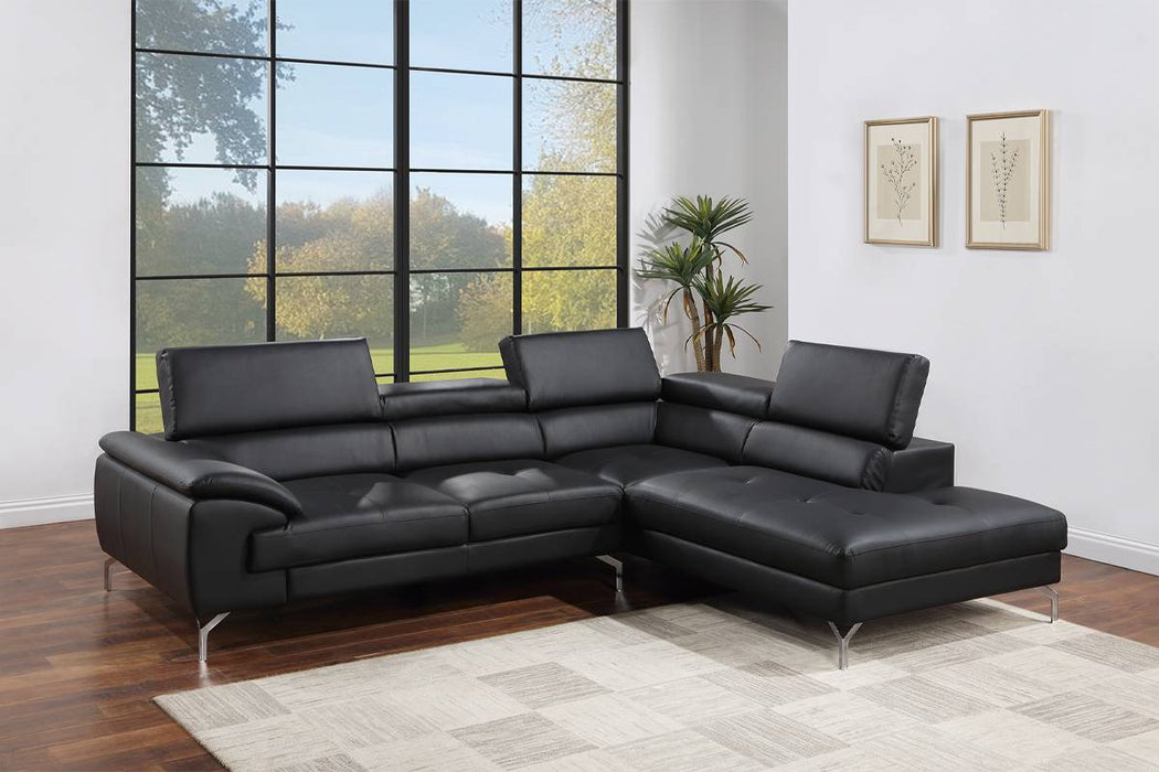 Left Facing Sofa, Right Facing Chaise Sectional Set - Black