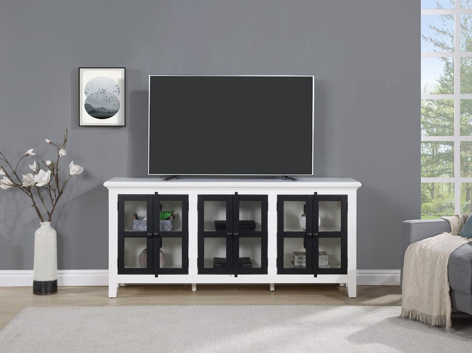 Vilo Home Sarasota 70' Solid Wood 2 Tone White/Black Farmhouse TV Stand with Distressed Design