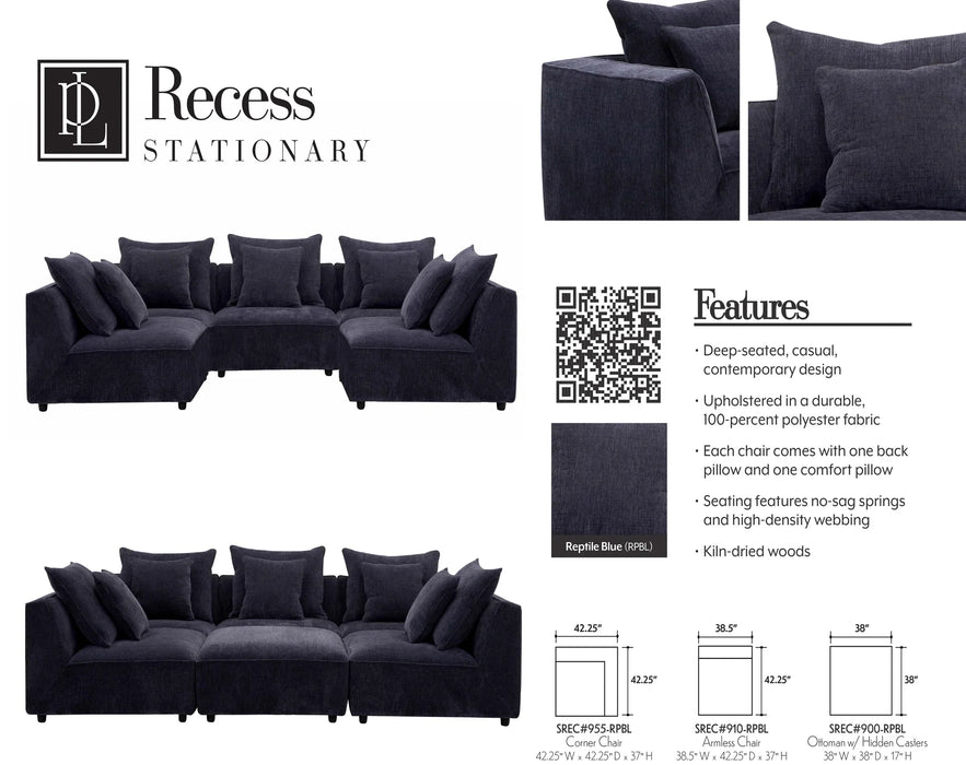 Modern Living - Recess 6 Piece Sectional Sofa in Reptile Blue - SREC-PACK6A-RPBL