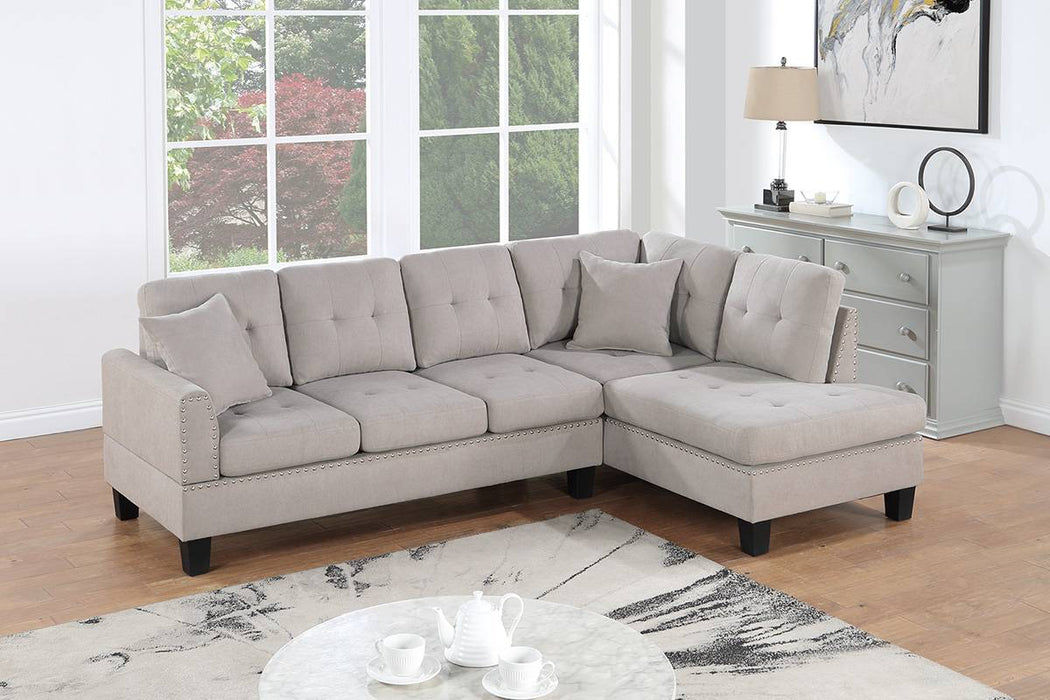 2-Piece Sectional with Accent Pillows - Mushroom