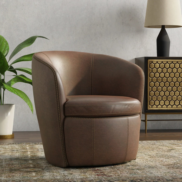 Modern Living - Barolo Swivel Club Chair in Vintage Brown (Set of 2) - SBAR#912S-2-VGBR