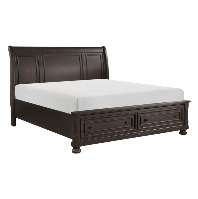 Begonia Grayish Brown King Sleigh Storage Platform Bed